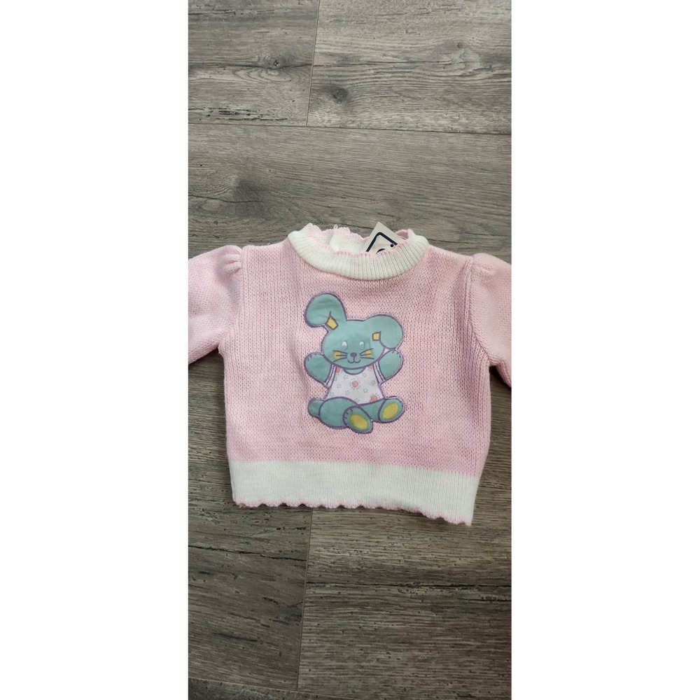 Vintage Adorable Baby Knit  Sweater Easter Bunny Size 3/6 Months By Color Track - Picture 2 of 6